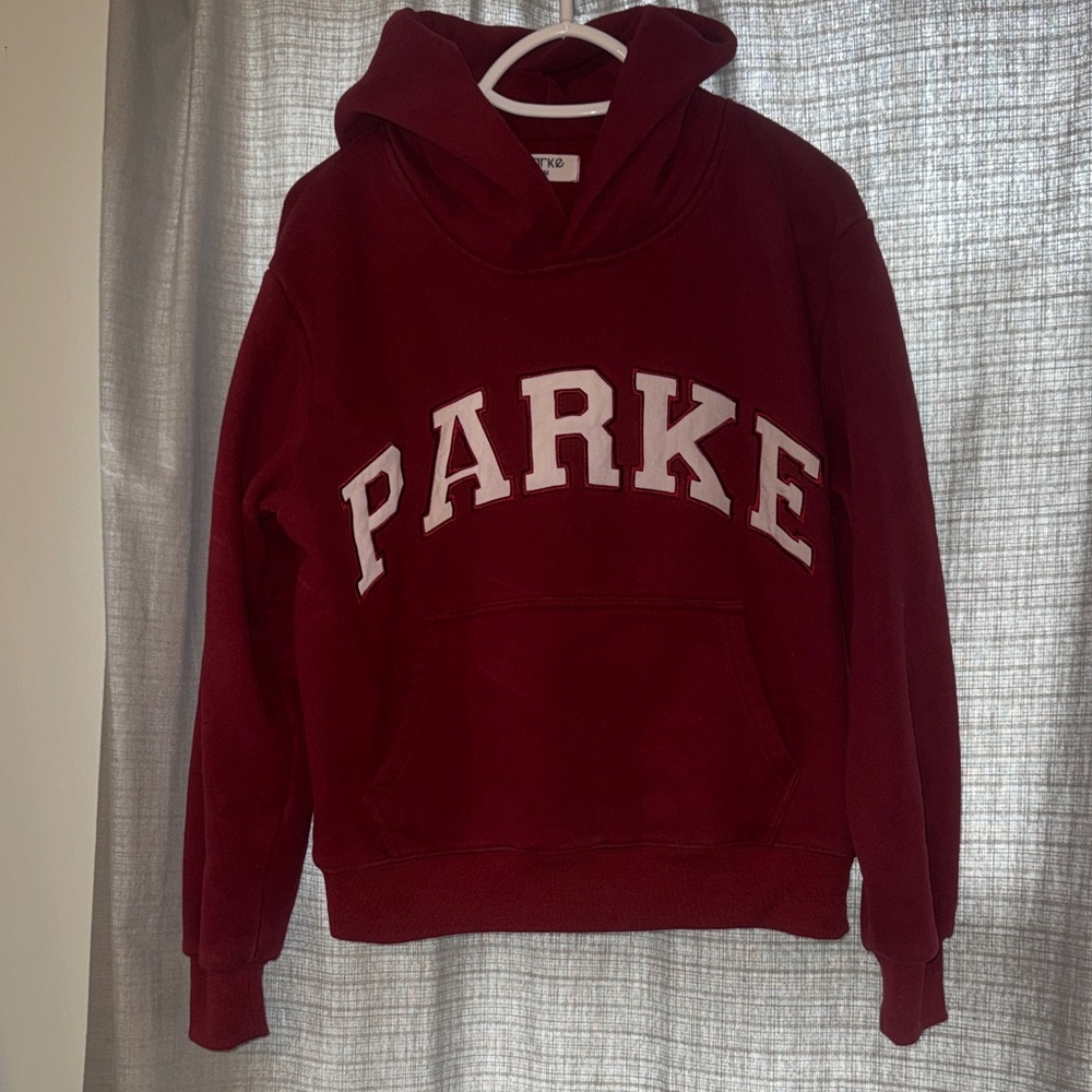 Parker Burgundy Hoodie with White Lettering